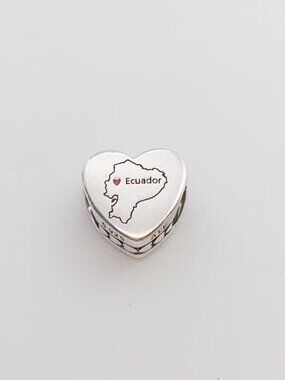 Pandora Ecuador Map I love Ecuador Heart Charm